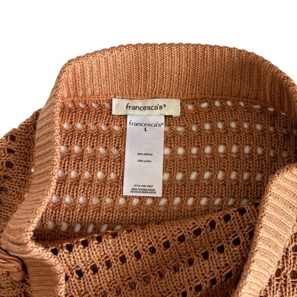 Francesca’s Nola Brown High Rise Tassel Crochet Skirt Cover Up Size Large - Picture 6 of 7